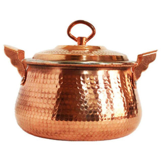 قابلمه مسی سایز 2 طرح تیانچه ای 4,5 نفره ورق ضخیم و سنگین قطر 19 سانت