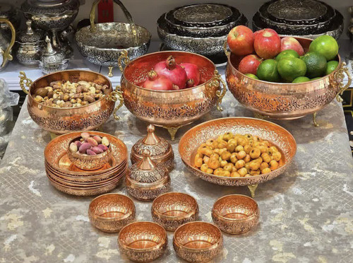 پک سرویس پذیرایی مسی نیلوفر ۱۸ تیکه