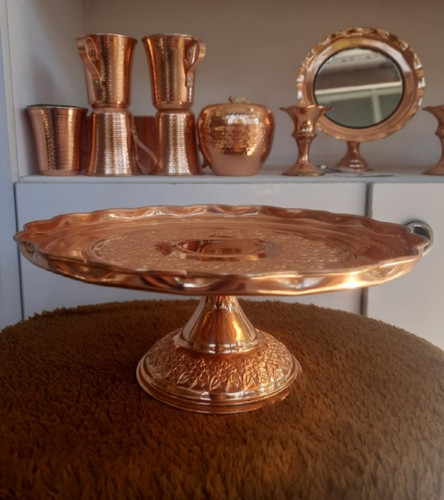 شیرینیخوری مسی گل برجسته رز قطر ۲۵ سانت