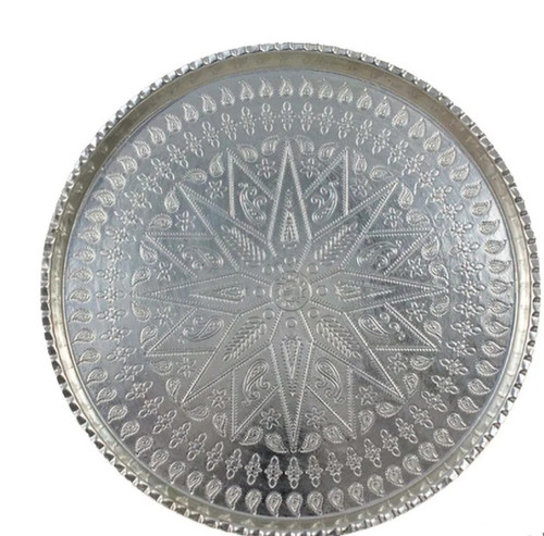 سینی مسی دایره سایز ۹ قطر ۳۴ رنگ سفید