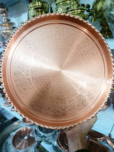 سینی مسی بزرگ مجمع مسی قطر ۴۵ داخل ترمه