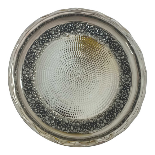 سینی مسی گلبرگ سیاه قلم کروم سایز ۲ قطر ۳۳ سانت