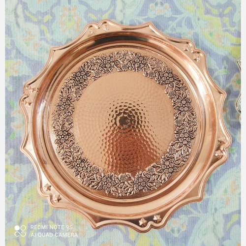 سینی مسی خورشیدی گلبرگ طرح برجسته بسیار زیبا رنگ ثابت تضمینی نانو شده