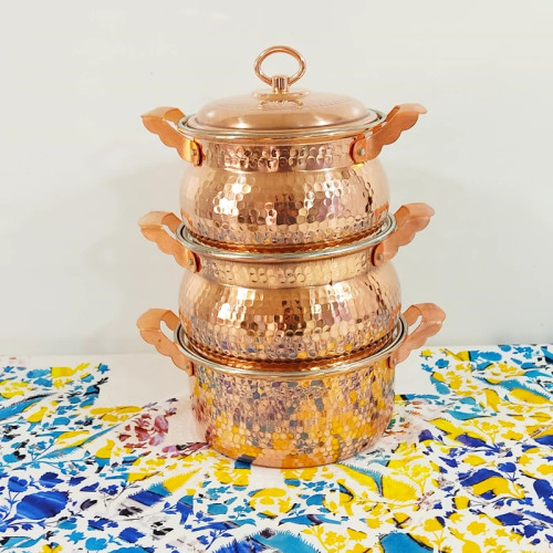 سرویس قابلمه سه تیکه تمام مسی زنجان رنگ ثابت