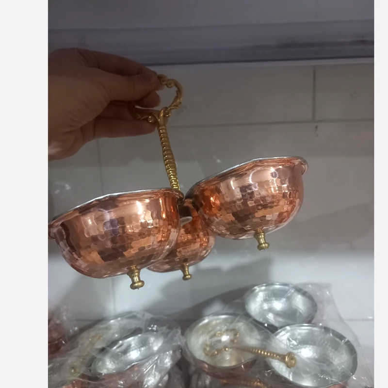اردو خوری 3 تایی مسی داخل قلع دست ساز زنجان نانو