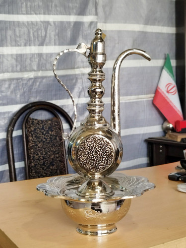 آفتابه لگن مسی گلبرگ کروم