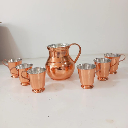 پارچ و شش عدد لیوان تمام مس نانو شده