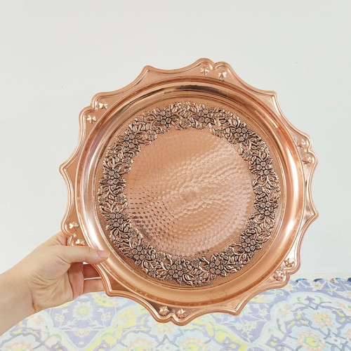 سینی مسی گلبرگ خورشیدی تمام مس نانو شده، قطر 32 سانت