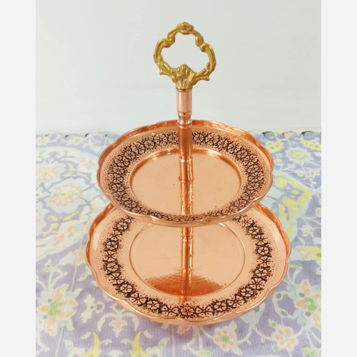 شیرینی خوری دو طبقه مسی درجه یک گلبرگ نانو