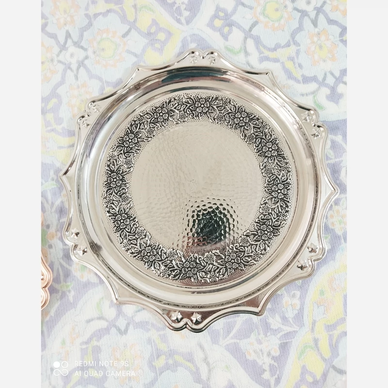 سینی  کروم خورشیدی گلبرگ تمام مس نانو شده  کار فوق العاده اعلا با قطر34