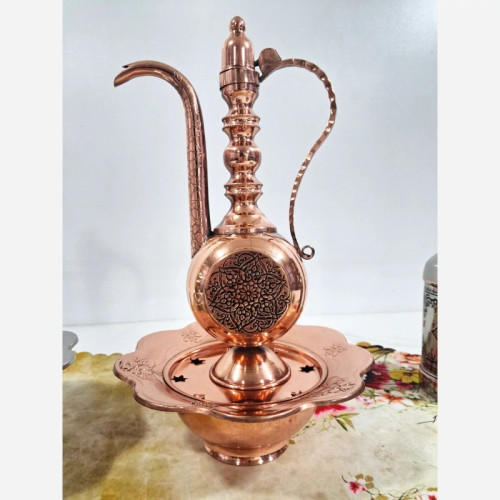 آفتابه لگن تمام مسی گل برجسته قلم زیبا نانو