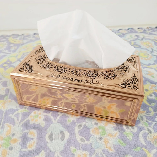 جاکلنکسی جا کاغذ دستمالی تمام مسی گل کاری شده رنگ ثابت