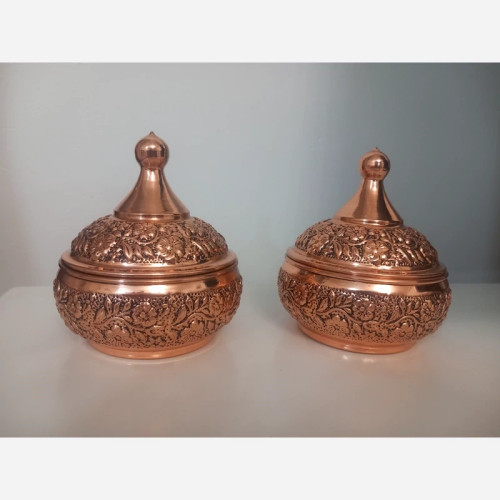 قندان مسی دو عددی گلبرگ زیبا نانو شده