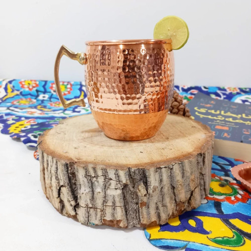 ماگ مسی دو عددی دست ساز زنجان نانو شده رنگ ثابت دسته برنجی