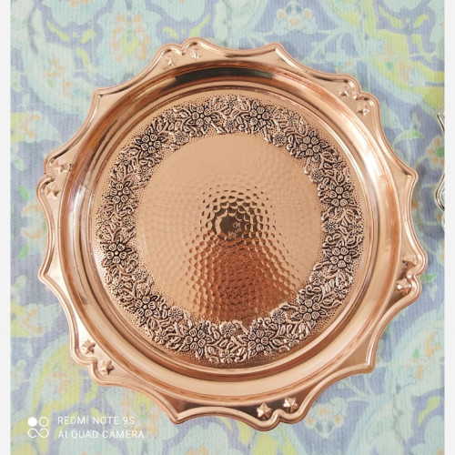 سینی مسی خورشیدی گلبرگ نانو شده کار فوق العاده اعلا با قطر34