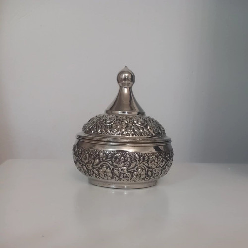 قندان مسی کروم شده گلبرگ زیبا