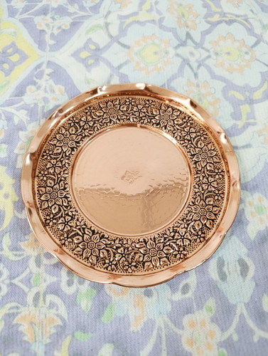 پیش دستی مسی گلبرگ سیاه قلم مس زنجان نمونه