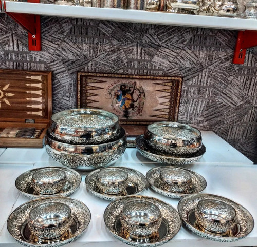پیش دستی ۶ تایی و پیاله ۶ تایی مسی کروم اطلس نانو اعلا و درجه یک