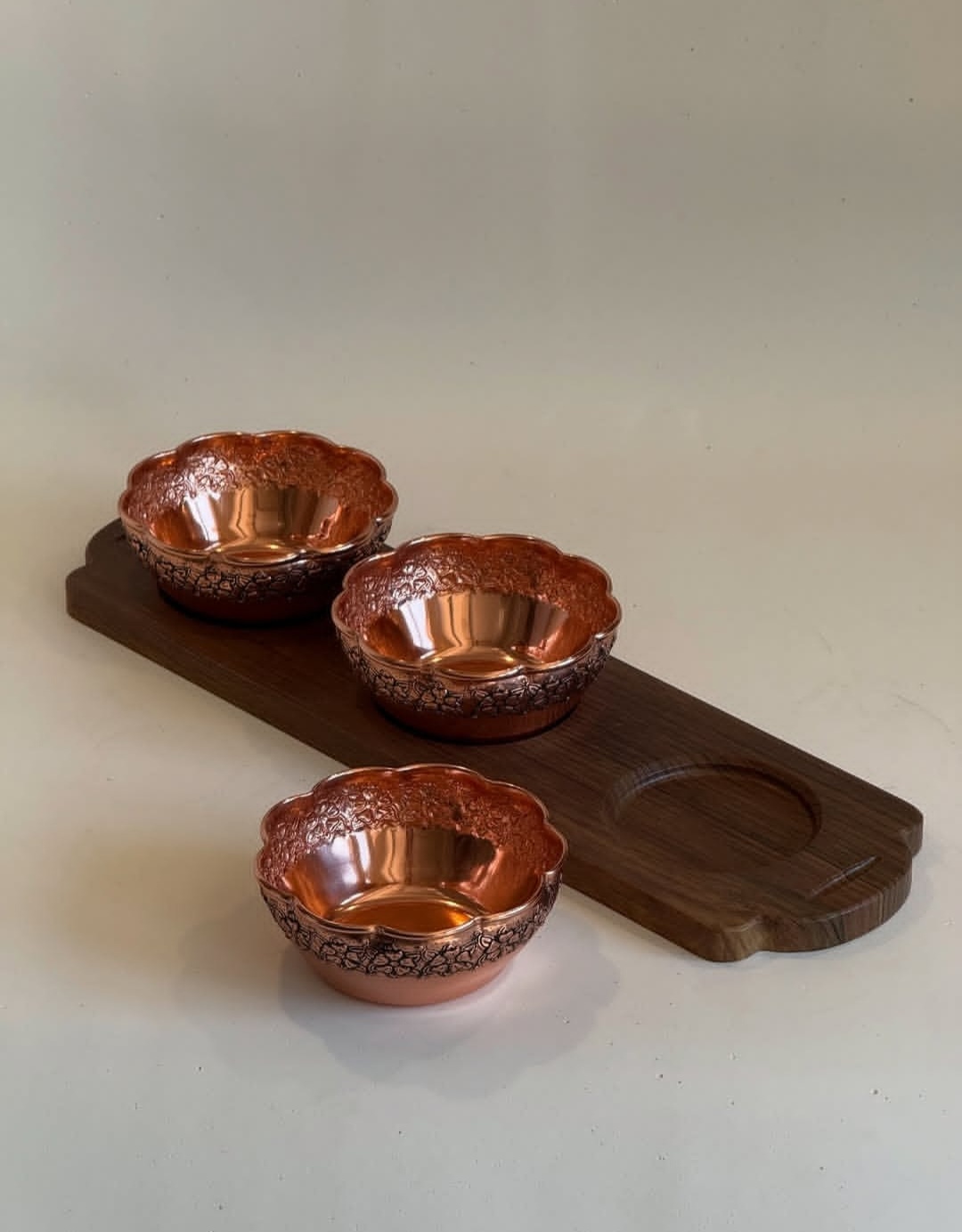 اردخوری مسی ۳ تایی گلبرگ دیبا نانو خطی