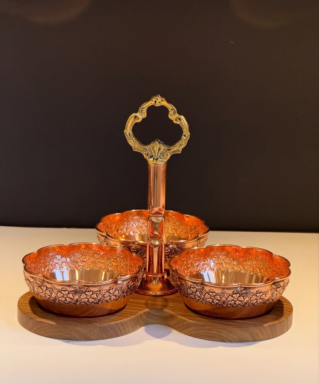 اردوخوری مسی ۳ تایی گلبرگ دیبا نانو مثلثی