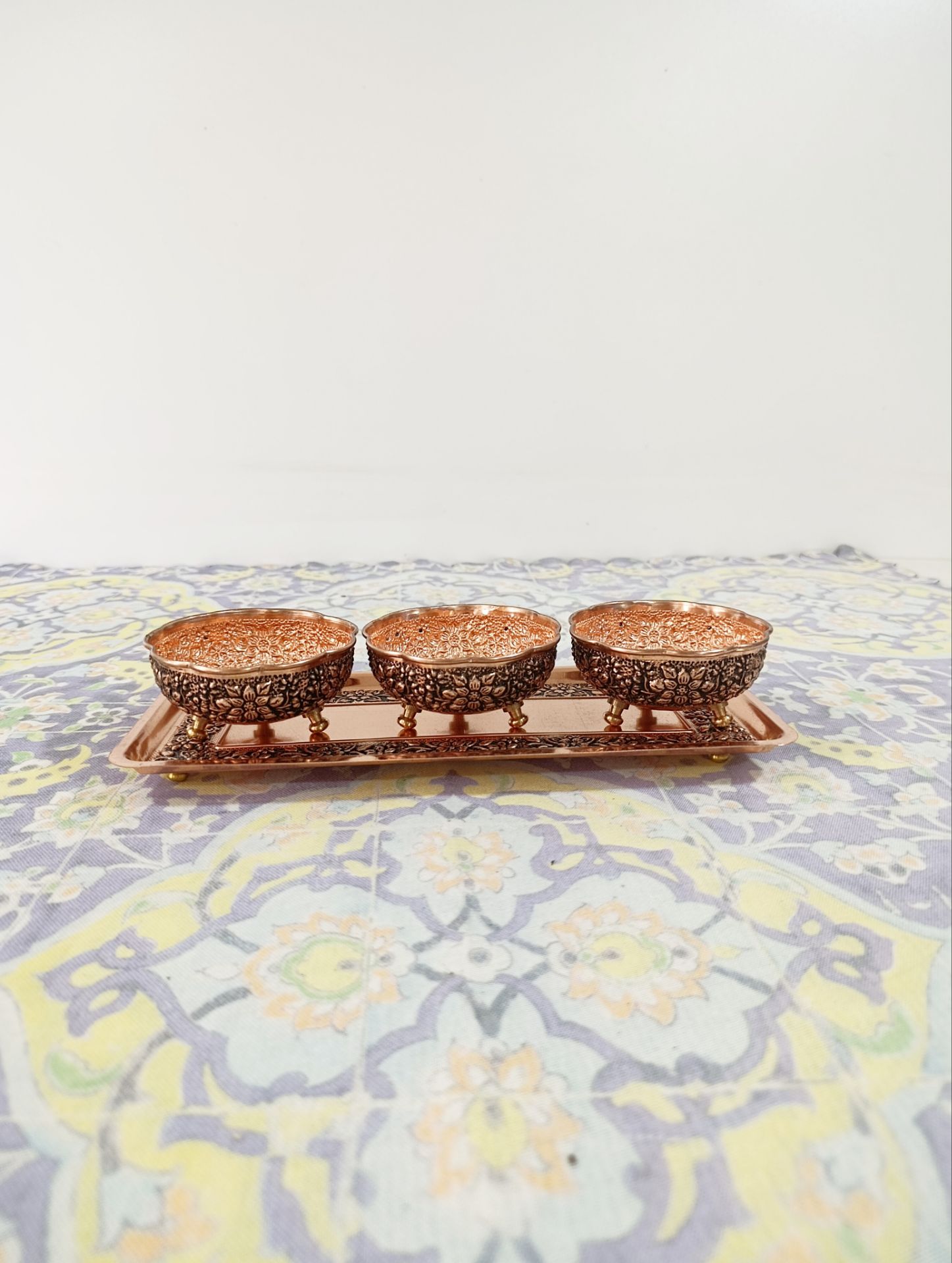 رولت خوری گلبرگ مسی  با پیاله مسی ۳ عددی