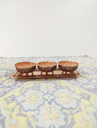 رولت خوری گلبرگ مسی با پیاله مسی ۳ عددی