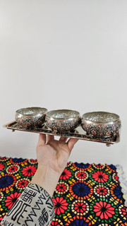 رولت خوری گلبرگ مسی تراش با پیاله اطلس مسی تراش ۳ عددی