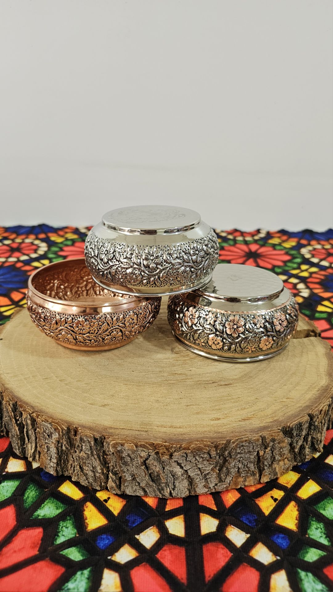 پیاله اطلس مسی کروم  (فقط رنگ سفید ۳ عددی)