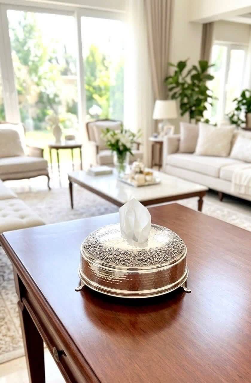 جا دستمالی مسی گرد کروم قطر ۲۷