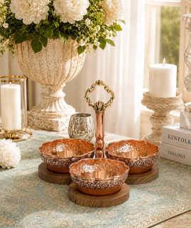اردوخوری مسی ۳ تایی رزگل نانو مثلثی