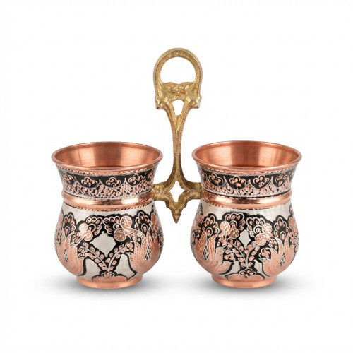 جا قاشقی دو قلو تمام مس نقره کوب نانو شده