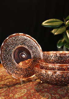 سرویس پذیرایی مسی ۴ تیکه سلطنتی گلبرگ درشت