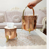 سرویس جا دستمال کاغذی مسی و سطل زباله نانو شده جا کلنکسی براق