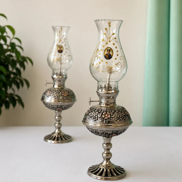 گردسوز مسی کروم تراش با گل های مسی گلبرگ نانو ارتفاع ۲۶ سانت اعلا ودرجه یک