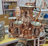 سرویس پارچ و لیوان مسی ۶ تایی الماس تراش مشکی زیبا و درجه یک اعلا