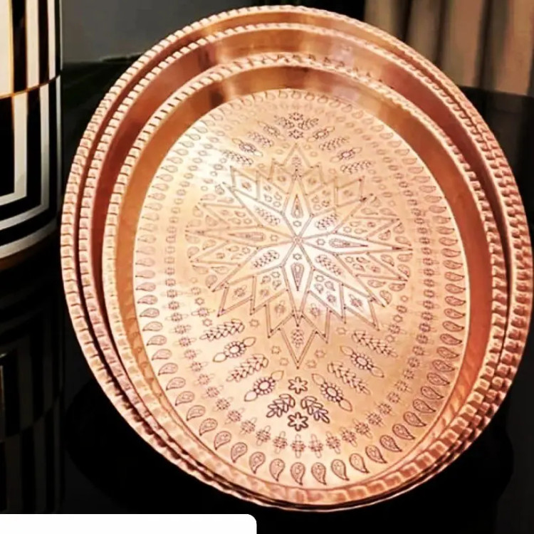 سینی مسی بیضی سایز 8 اندازه 43×28