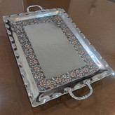 سینی مسی کروم دسته دار ۲۵ در ۳۵ نانو شده کار شیک و ضخیم