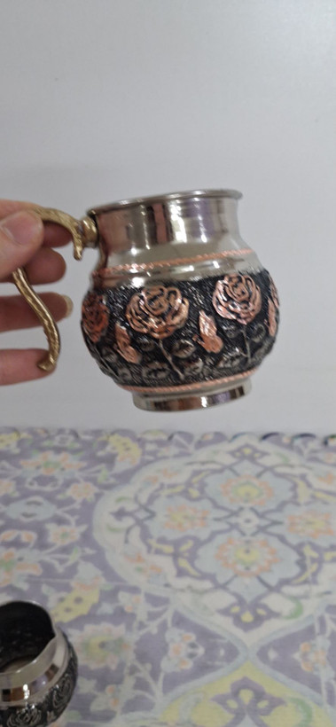 سس خوری مسی کروم تراش گلبرگ دسته برنجی