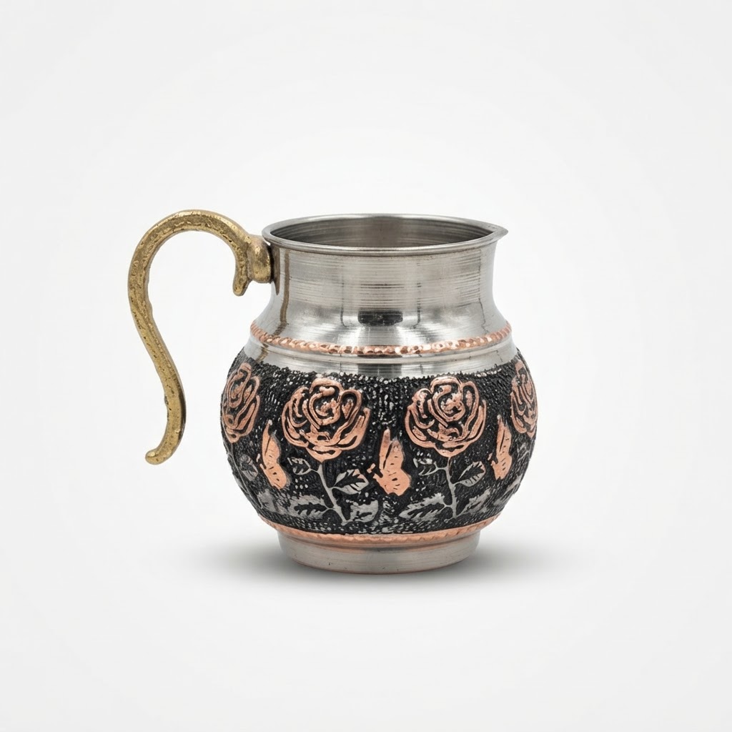 سس خوری مسی کروم تراش گلبرگ دسته برنجی